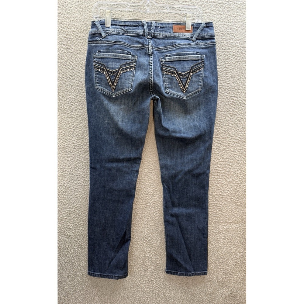 Vigold Jeans Womens 9 Blue Low Rise Skinny Stretch Distressed‎ Rockabilly Biker